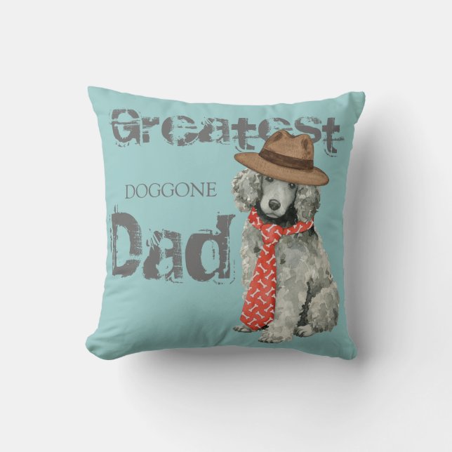 Poodle Dad Throw Pillow (Front)