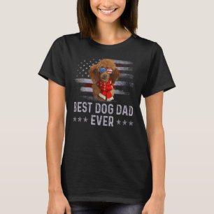 Poodle Dad Vintage American Flag Patriotic Dog 1 T-Shirt