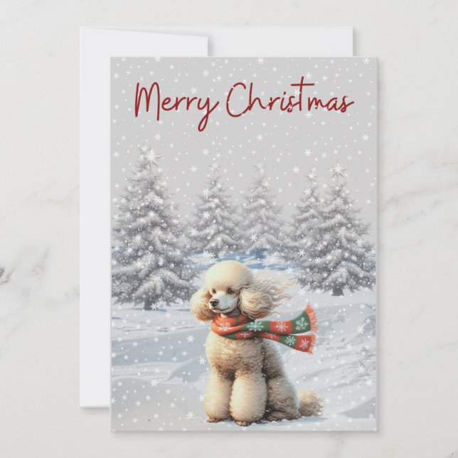 Poodle dans la carte Noël de neige (Devant)