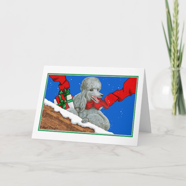 Poodle d'argent Noël ou Cartes de fin de année Not (Devant)