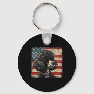 Poodle Dog American Patriot Independence Day Men B Keychain