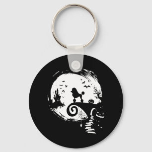 Poodle Dog And Moon Halloween Costume Dog Lover Fu Keychain