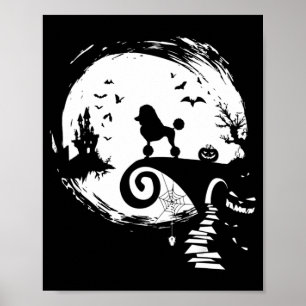Poodle Dog And Moon Halloween Costume Dog Lover Fu Poster