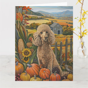 Poodle Dog Autumn Harvest Thanksgiving Card