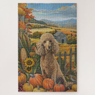 Poodle Dog Autumn Harvest Thanksgiving Jigsaw Puzzle