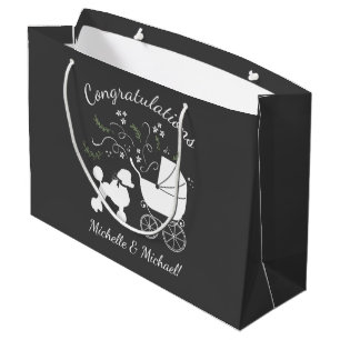 Poodle Dog Baby Shower Puppy Grey Gender Neutral Large Gift Bag