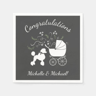 Poodle Dog Baby Shower Puppy Grey Gender Neutral Napkin
