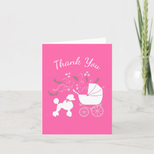 Poodle Dog Baby Shower Puppy Pink Girl Thank You Card
