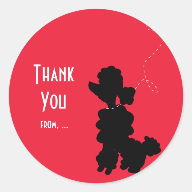 Poodle Dog Birthday Party Favour Sticker (Front)