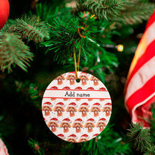 Poodle Dog Breed Christmas Stars Ceramic Ornament