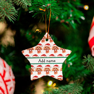 Poodle Dog Breed Christmas Stars Ceramic Ornament