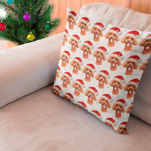 Poodle Dog Breed Christmas Stars Throw Pillow