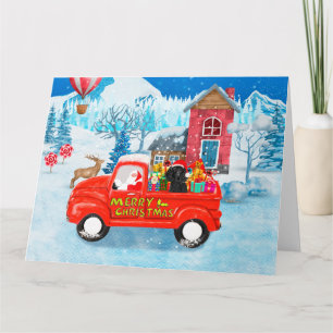 Poodle Dog Christmas Delivery Truck Snow Card