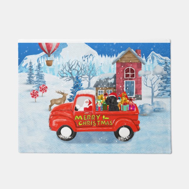 Poodle Dog Christmas Delivery Truck Snow  Doormat (Front)