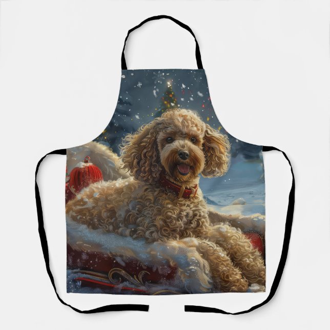Poodle Dog Christmas Festive  Apron (Front)