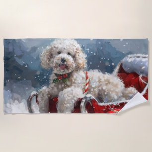 Poodle Dog Christmas Festive Beach Towel