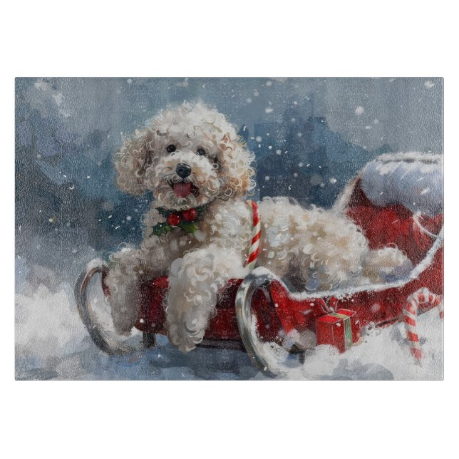 Poodle Dog Christmas Festive Cutting Board (Front)