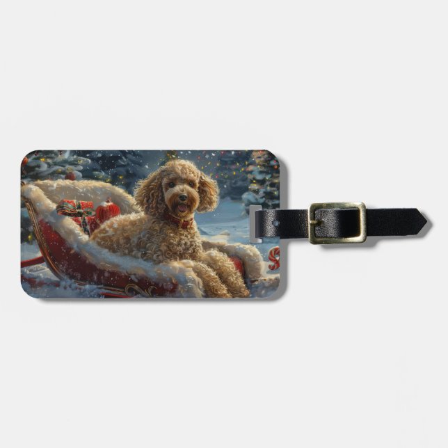 Poodle Dog Christmas Festive  Luggage Tag (Front Horizontal)
