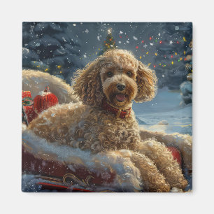 Poodle Dog Christmas Festive  Magnet