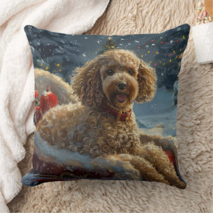 Poodle Dog Christmas Festive  Throw Pillow