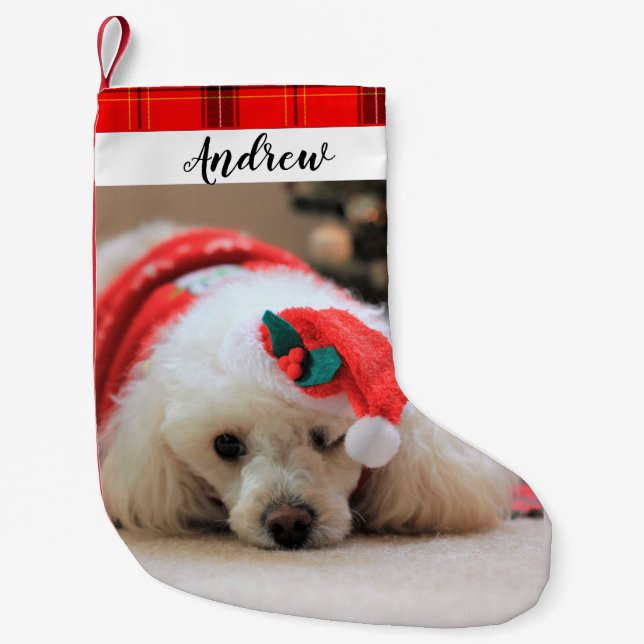 Poodle dog Christmas Holiday Stocking (Front)