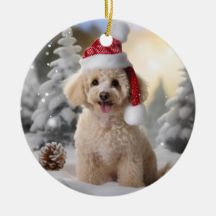 Poodle Dog Christmas Keepsake Ceramic Ornament