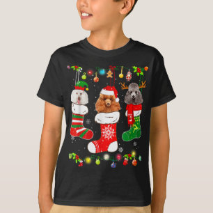 Poodle Dog Christmas Lights Puppy Poodle Dog Lover T-Shirt