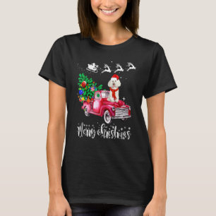 Poodle Dog Christmas Ride Red Truck T-Shirt
