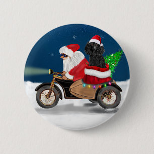 Poodle Dog Christmas Santa Claus 2 Inch Round Button