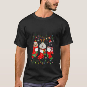 Poodle Dog Christmas Socks Santa Hat Xmas Lights V T-Shirt