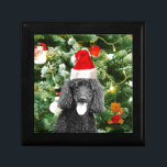 Poodle Dog Christmas Tree Snowman Red Santa Hat Gift Box<br><div class="desc">Cute Poodle Dog wearing red santa hat with  Christmas Tree Snowman ornament in background.</div>