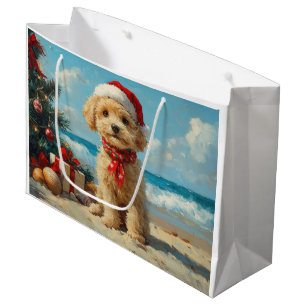 Poodle Dog Christmas Vintage Beach Large Gift Bag