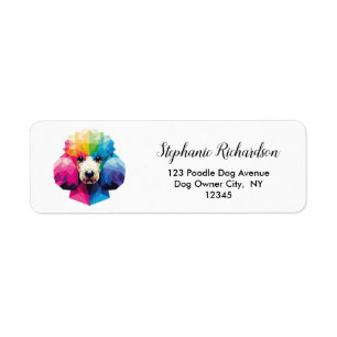 Poodle Dog Colourful Geometric Return Address