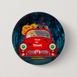 Poodle Dog Driving Car Scary 2 Inch Round Button