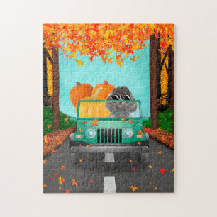 Poodle dog Fall Pumpkin Jigsaw Puzzle
