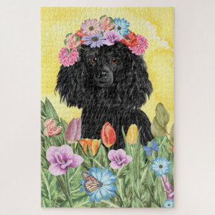 poodle Dog Flowers Jigsaw Puzzle