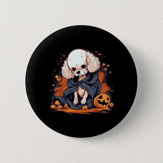 Poodle Dog Halloween 2 Inch Round Button (Front)