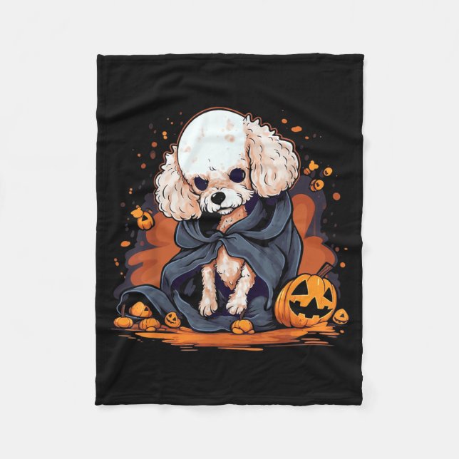 Poodle Dog Halloween Fleece Blanket (Front)