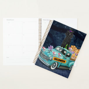 Poodle Dog Halloween Truck Scary Night  Planner