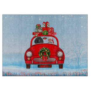 Poodle Dog In Car With Santa Claus  Cutting Board