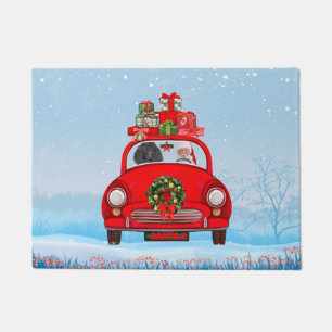 Poodle Dog In Car With Santa Claus  Doormat