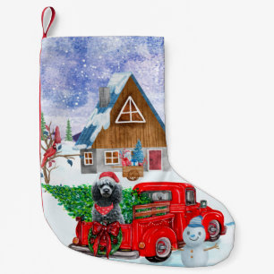 Poodle Dog In Christmas Delivery Truck Snow Small Christmas Stocking