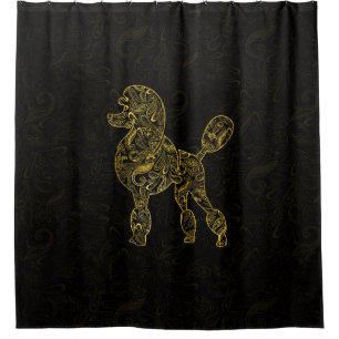 Poodle Dog in  Gold Paisley pattern