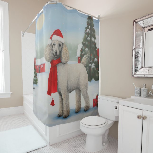 Poodle Dog in Snow Christmas (In Situ)