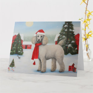 Poodle Dog in Snow Christmas Card