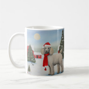 Poodle Dog in Snow Christmas Coffee Mug