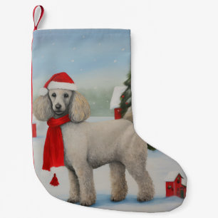 Poodle Dog in Snow Christmas Small Christmas Stocking