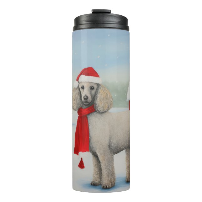 Poodle Dog in Snow Christmas Thermal Tumbler (Front)
