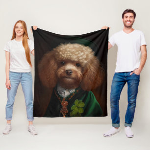 Poodle Dog in St. Patrick's Day Dress Fleece Blanket