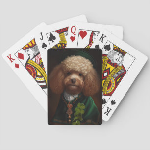 Poodle Dog in St. Patrick's Day Dress Playing Cards